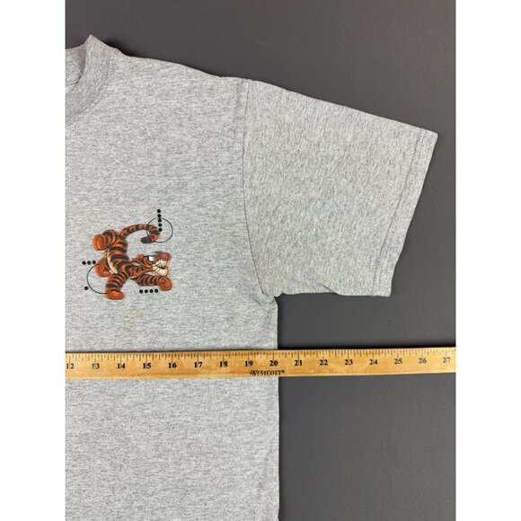 Rare Vintage 90s Disney Tigger Winnie The Pooh Gray Shirt Cartoon Art Medium Tee - Picture 10 of 11